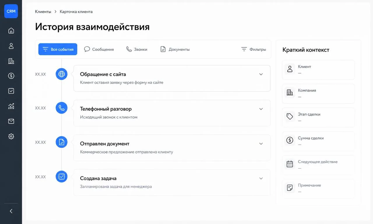 CRM с ИИ: История клиента